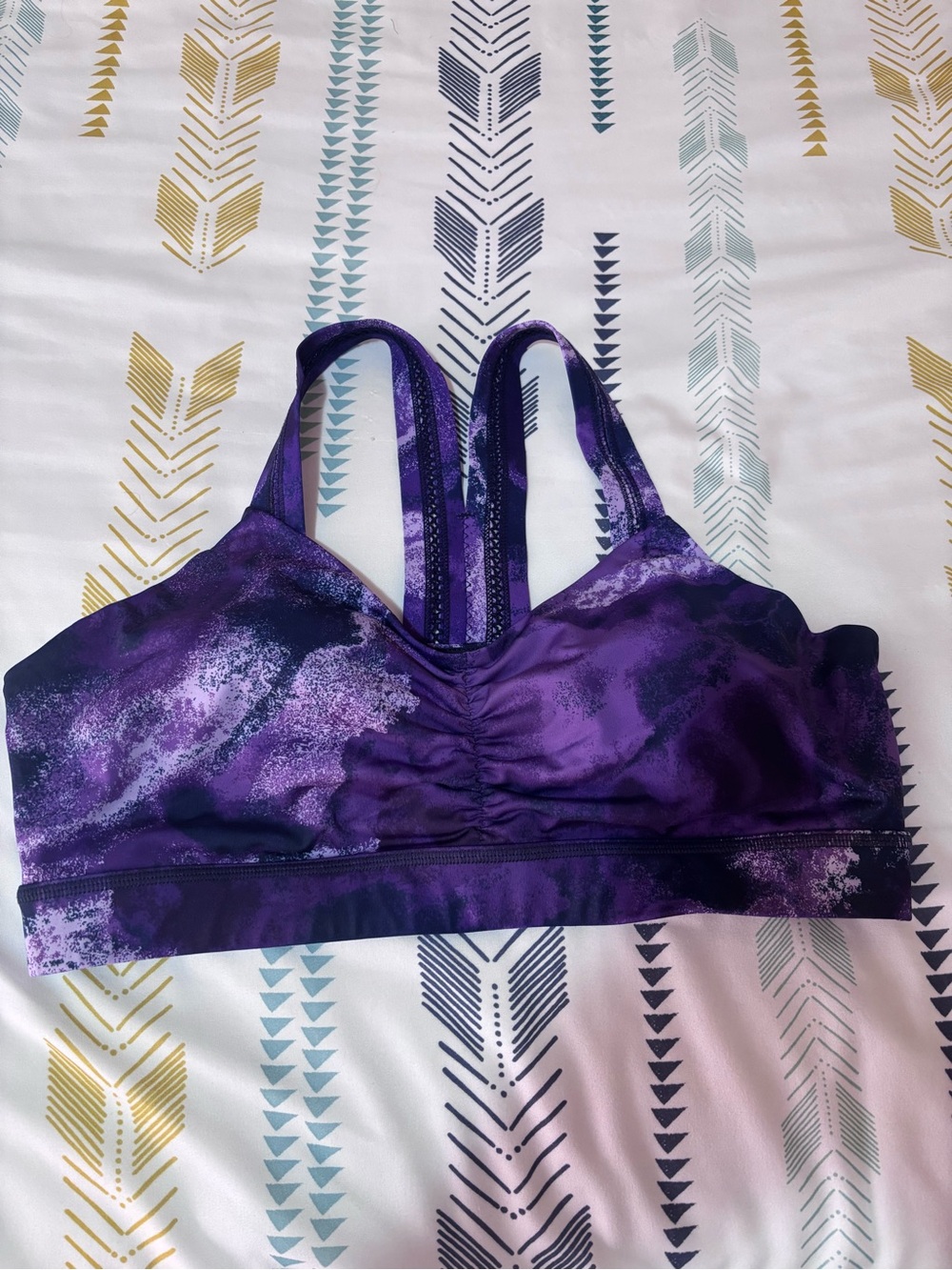 Purple Marble Wireless Sports Bralette - Women's Activewear